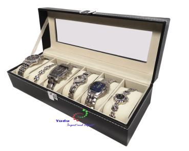 Uhrenkoffer Uhrenbox Schmuckkoffer Schmuckkasten mit Glasdeckel für 6 Uhren